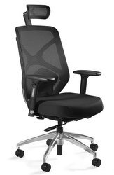 Ergonomic office chair Unique HERO - black plastic construction, black mesh backrest, black fabric upholstery seat